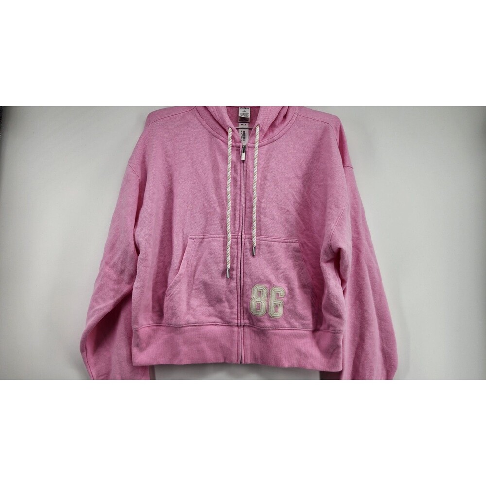 Victoria's Secret Medium Pink Lollipop Ivy Terry Shrunken Full Zip Hoodie NWT